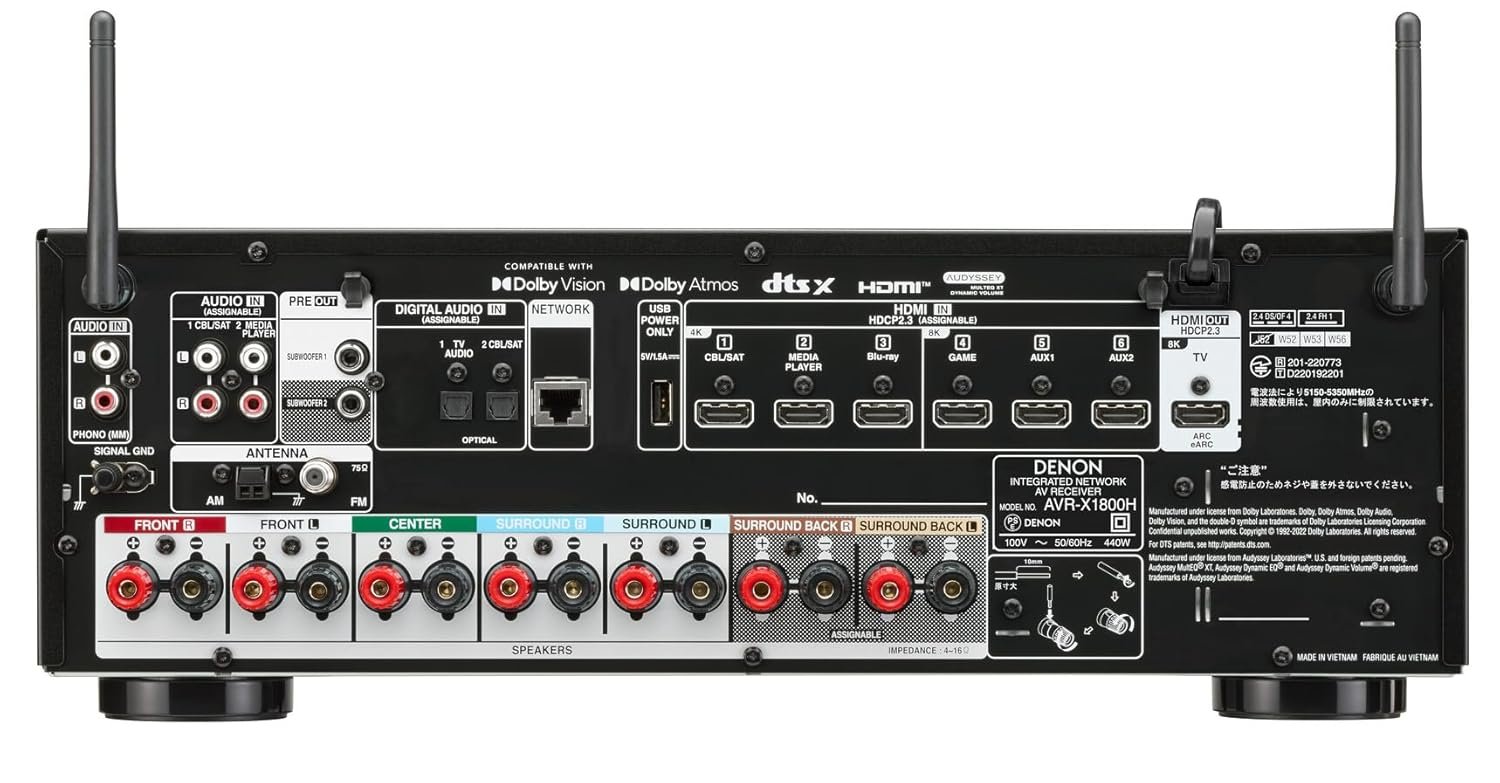 AVRX1800H — Denon 7.2-Channel AV Receiver (80W/Ch, HEOS)