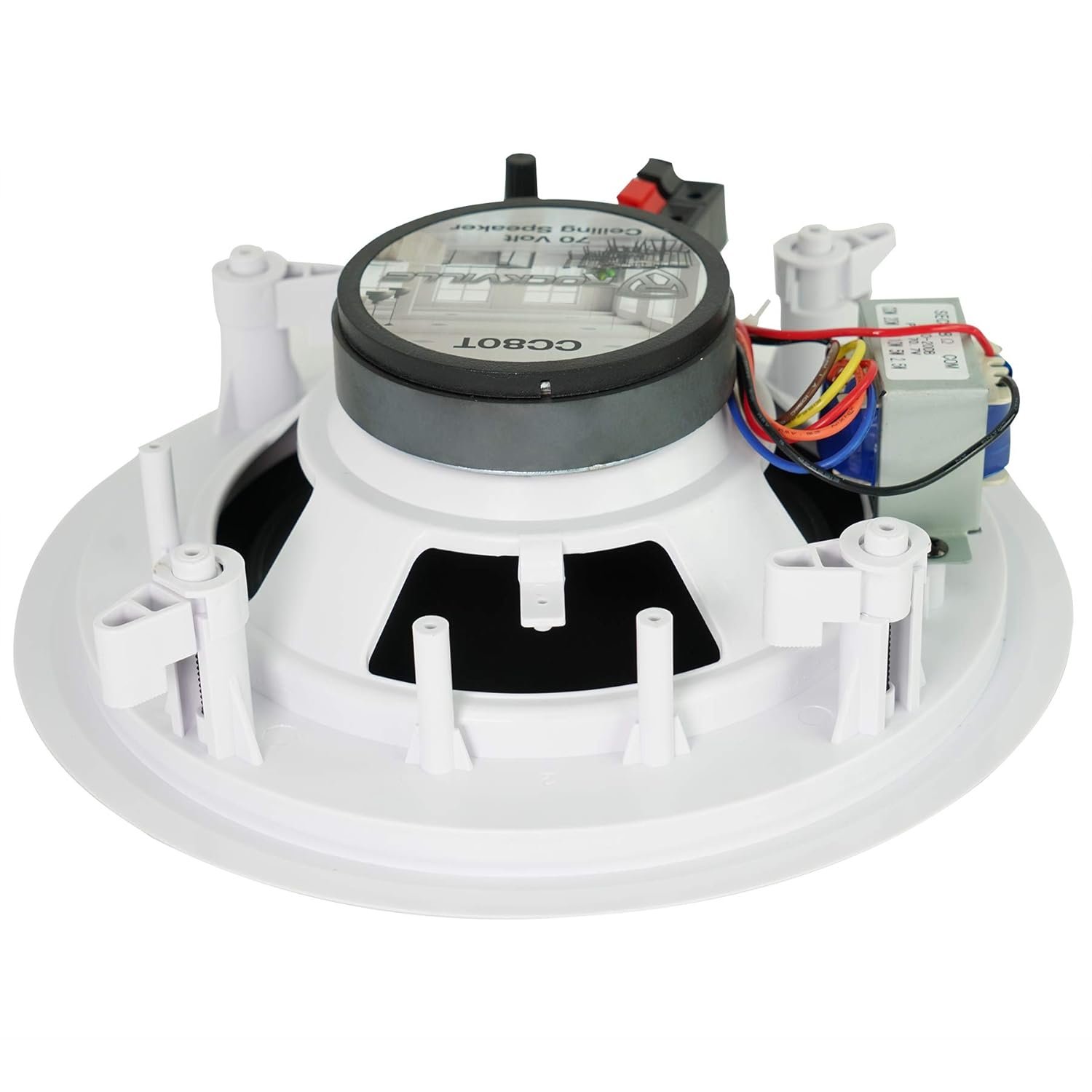 CC80T White — Rockville 8in In-Ceiling Speaker Pair (70V)