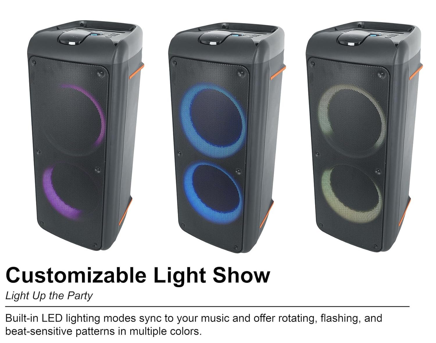 ROCK PARTY 9 — Portable Bluetooth Speaker (1000W, Dual 8in Woofers)