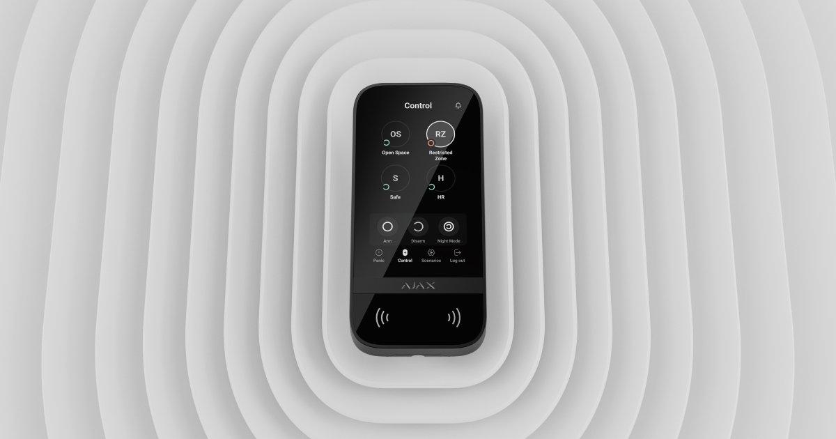 KeyPad TouchScreen Jeweller — Wireless Keypad with Touch Screen (Smartphone Authentication)