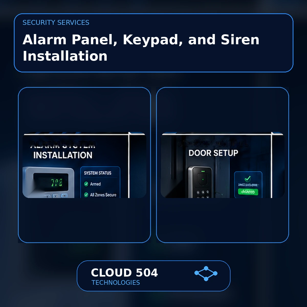 Cloud 504 AI-IP AI IP Camera System + Ajax Home Alarm Bundle Alarm Panel, Keypad, and Siren Installation service graphic from Cloud 504 Technologies