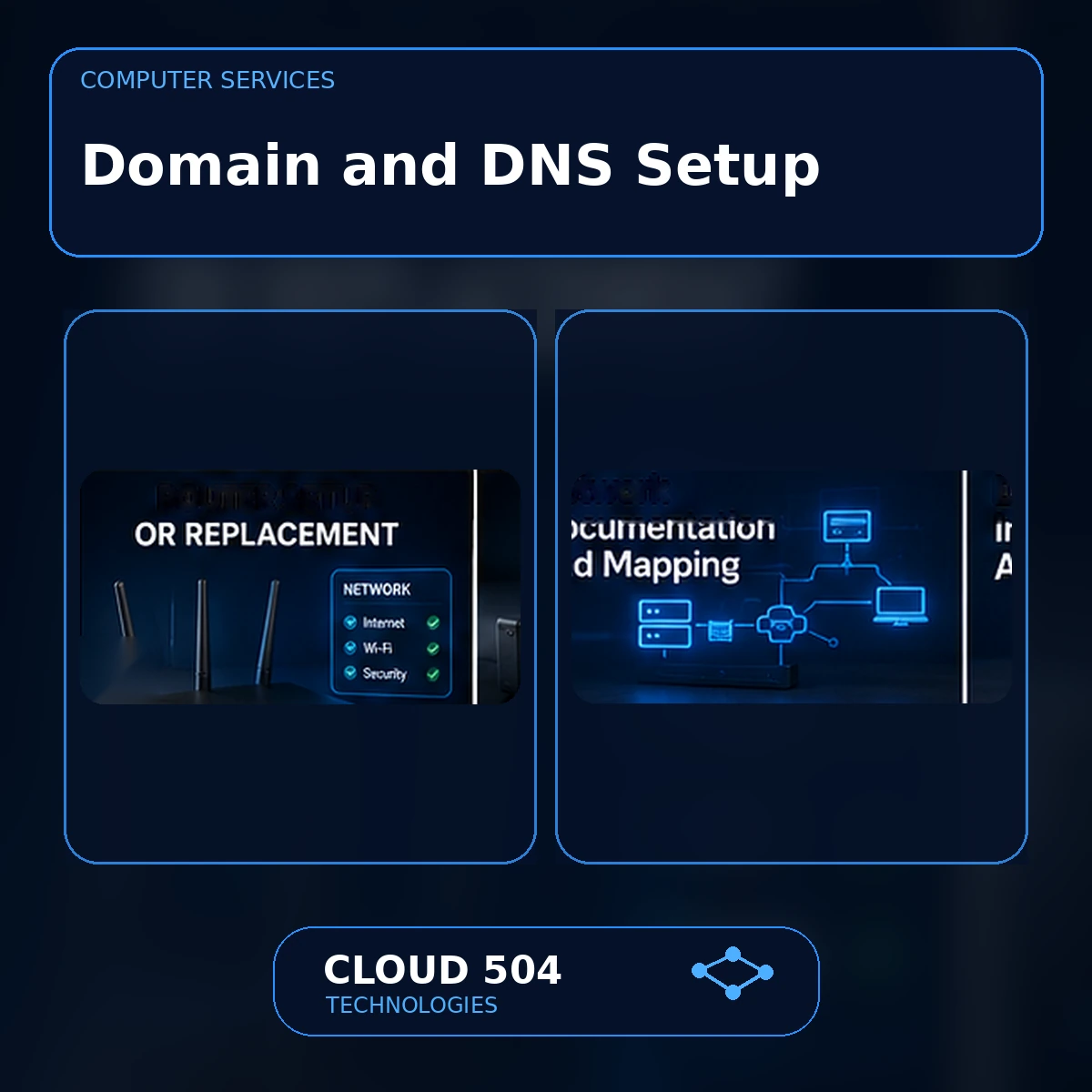Domain and DNS Setup Domain and DNS Setup service graphic from Cloud 504 Technologies