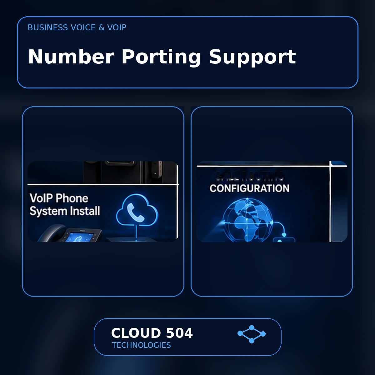 Number Porting Support service graphic from Cloud 504 Technologies