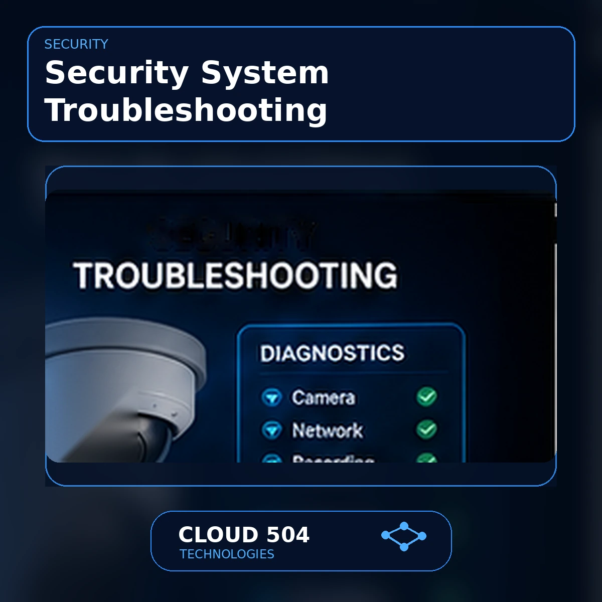 Security System Troubleshooting service graphic from Cloud 504 Technologies