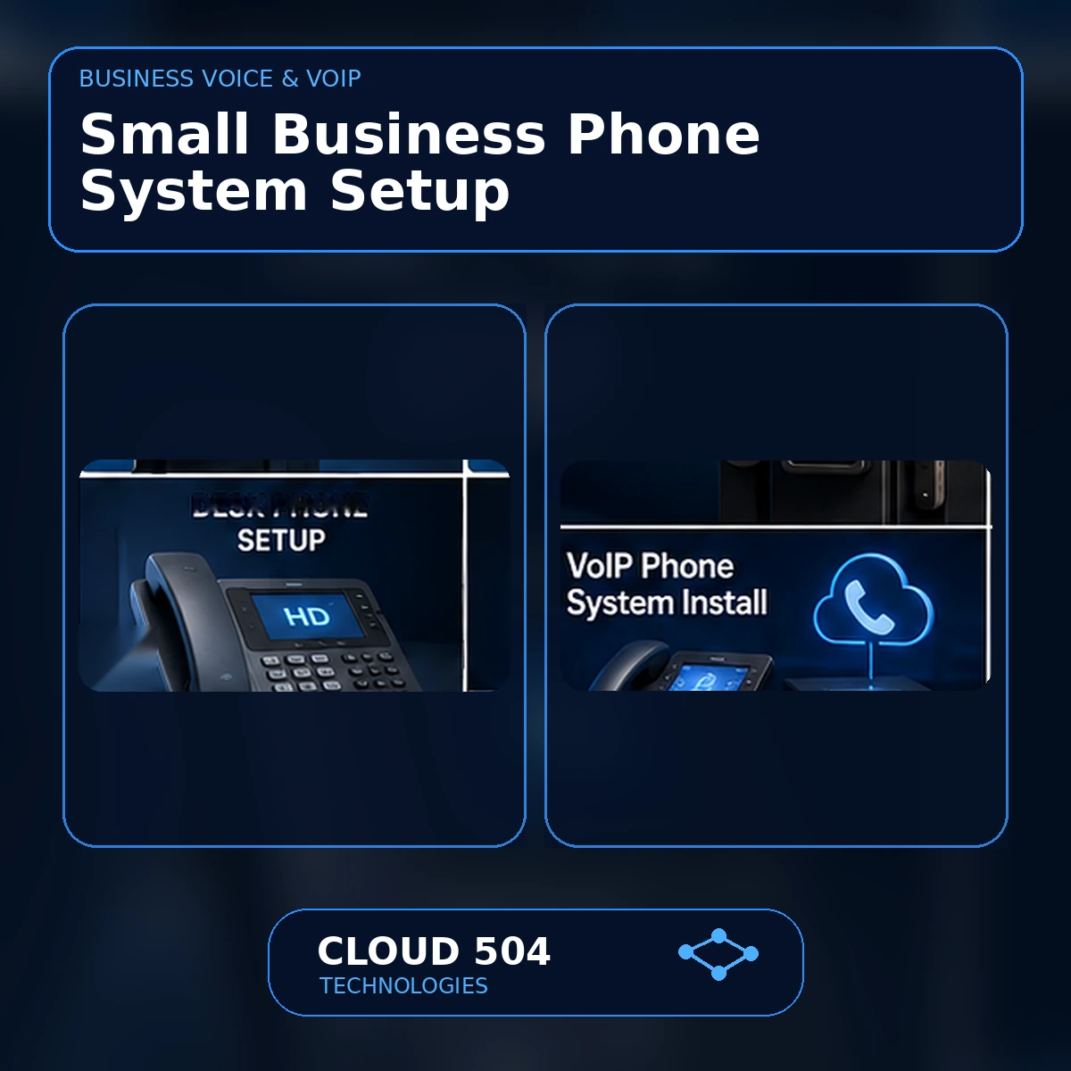 Small Business Phone System Setup service graphic from Cloud 504 Technologies