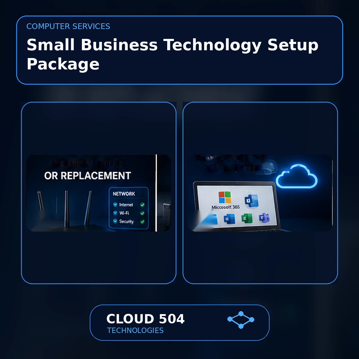 Small Business Technology Setup Package Small Business Technology Setup Package service graphic from Cloud 504 Technologies