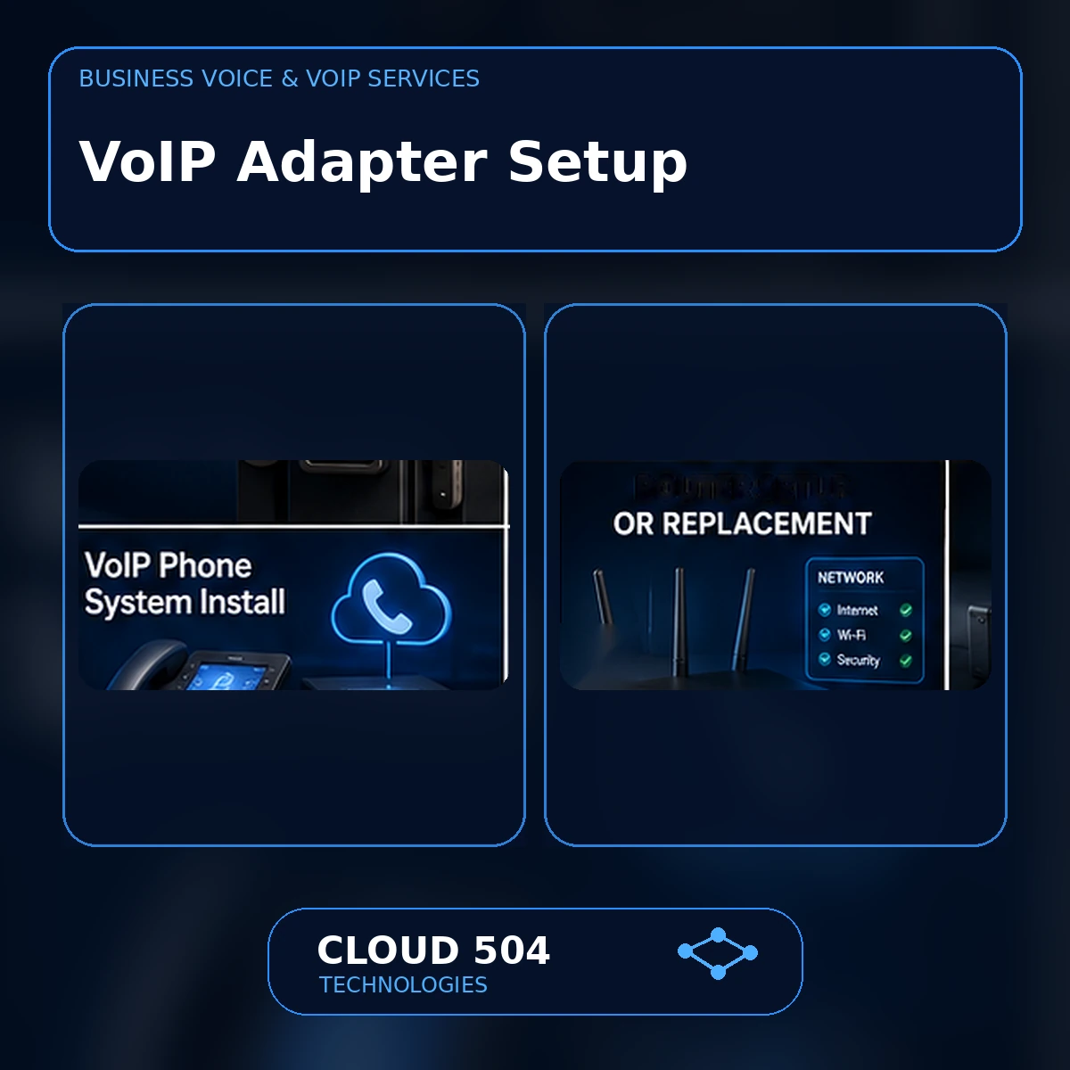 VoIP Adapter Setup service graphic from Cloud 504 Technologies