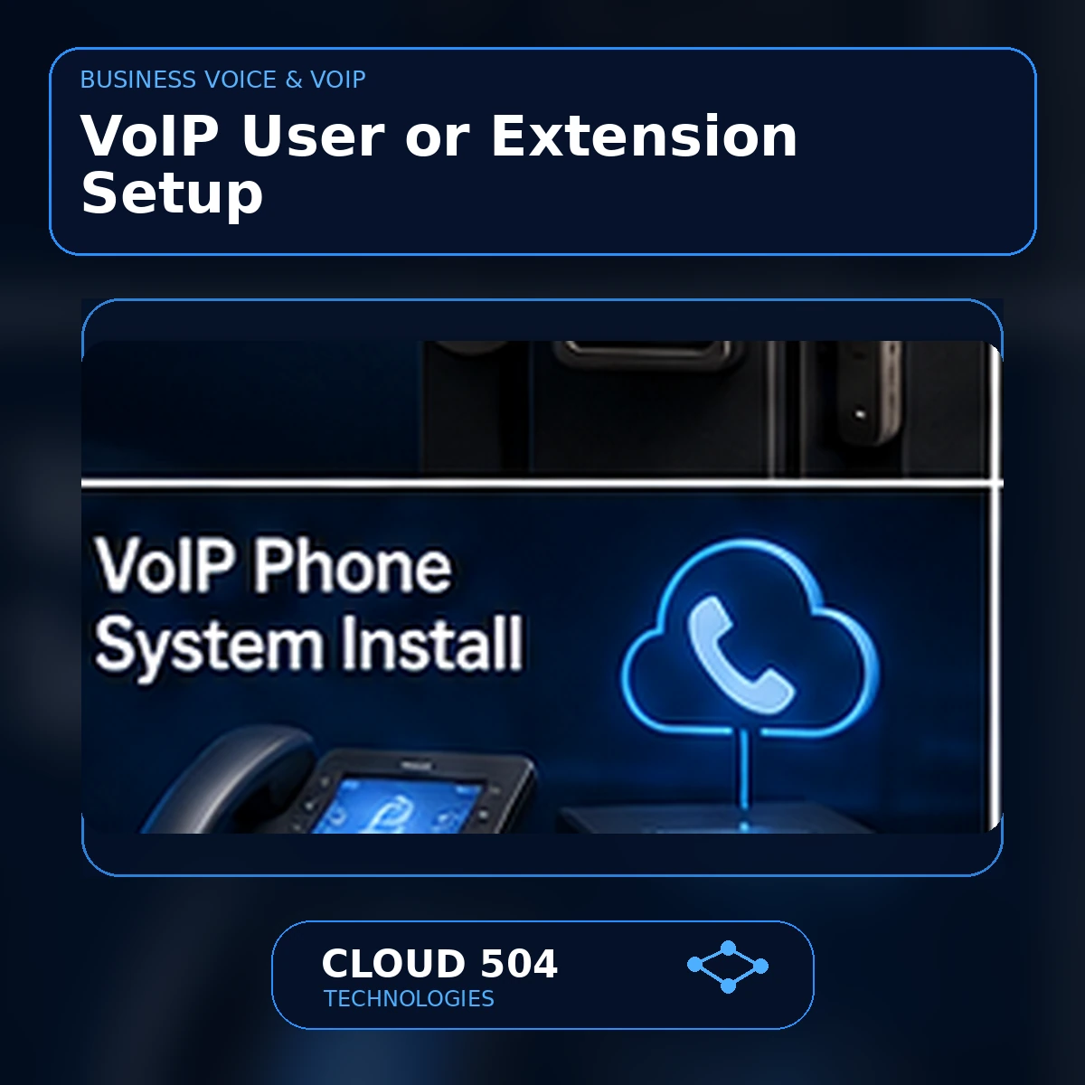 VoIP User or Extension Setup service graphic from Cloud 504 Technologies